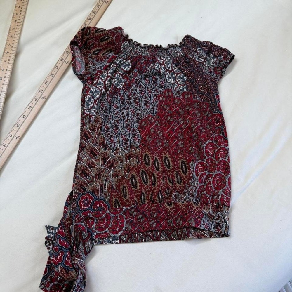 paisley boho top Y2K IZ Byer California paisley print top size small - Picture 6 of 6